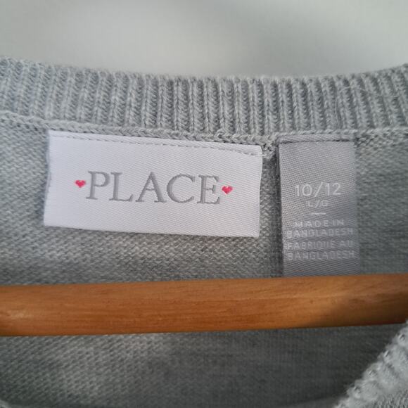 The Children's Place Gray LOVE Multicolored Sequined Girl's Sweater 10/12 Large - Picture 4 of 5